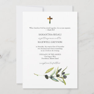 Watercolor Catholic Wedding Invitations