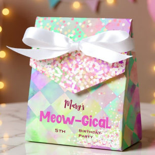 Watercolor Caticorn Meow-Gical Birthday  Favour Box