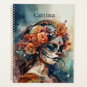 Watercolor Catrina Dia de los Muertos Sugar Skull Planner