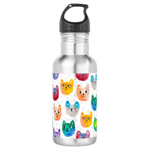 Watercolor cats and friends 532 ml water bottle