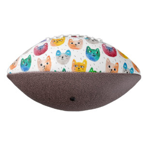 Watercolor cats and friends american football