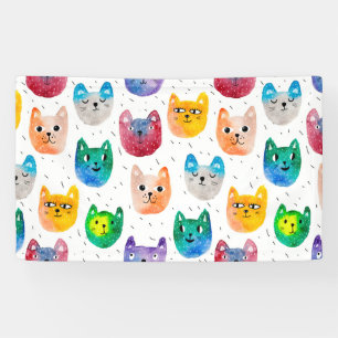 Watercolor cats and friends banner