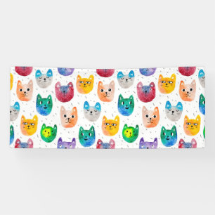 Watercolor cats and friends banner