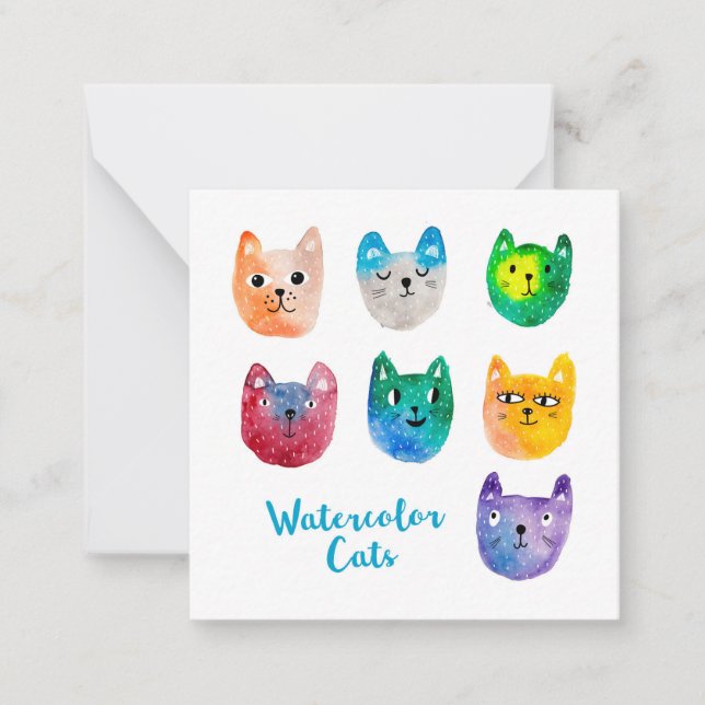 Watercolor cats and friends card (Front)