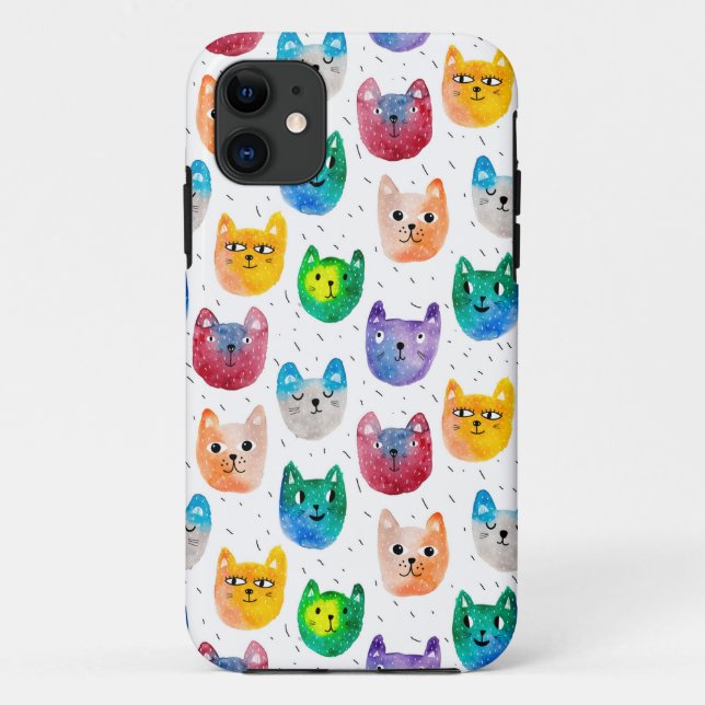 Watercolor cats and friends Case-Mate iPhone case (Back)