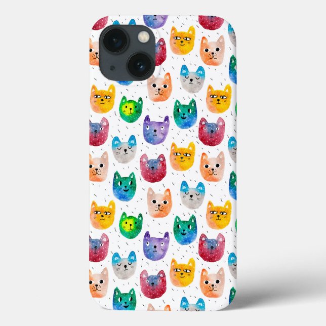 Watercolor cats and friends Case-Mate iPhone case (Back)