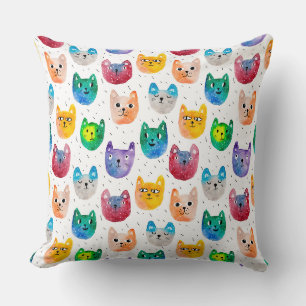 Watercolor cats and friends cushion