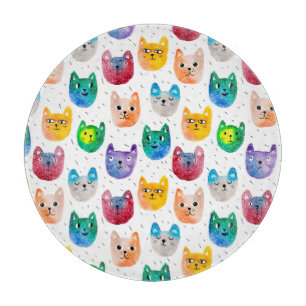 Watercolor cats and friends cutting board