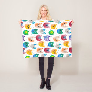 Watercolor cats and friends fleece blanket