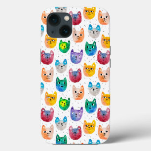 Watercolor cats and friends iPhone 13 case