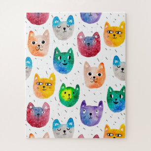 Watercolor cats and friends jigsaw puzzle