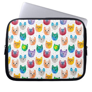 Watercolor cats and friends laptop sleeve