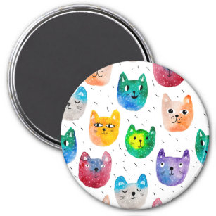 Watercolor cats and friends magnet
