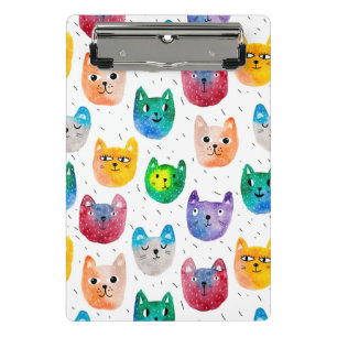 Watercolor cats and friends mini clipboard
