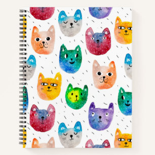 Watercolor cats and friends notebook