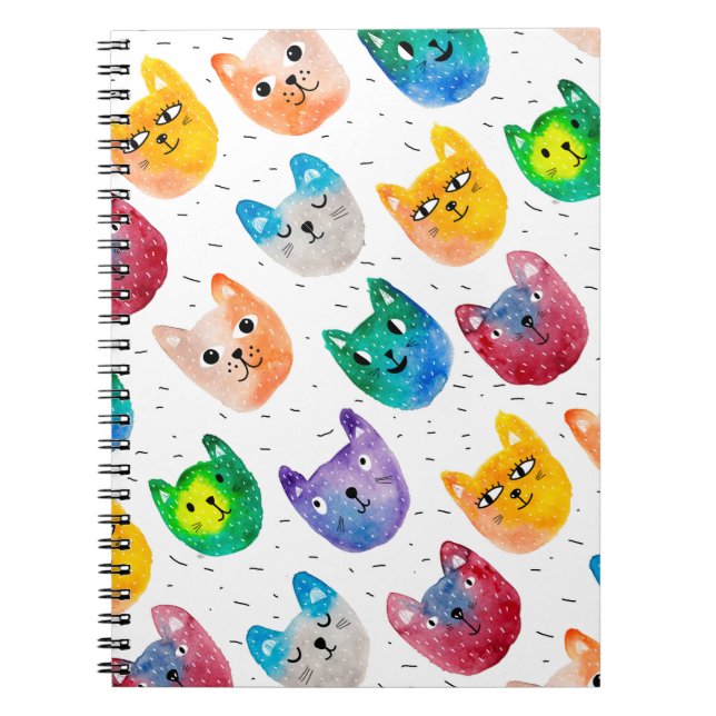 Watercolor cats and friends notebook (Front)