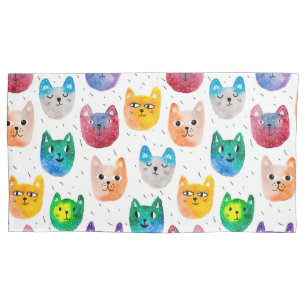 Watercolor cats and friends pillowcase