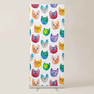 Watercolor cats and friends retractable banner