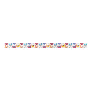 Watercolor cats and friends satin ribbon
