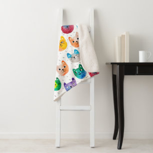 Watercolor cats and friends sherpa blanket