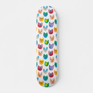 Watercolor cats and friends skateboard
