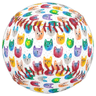 Watercolor cats and friends softball