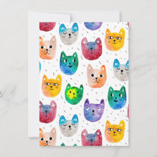 Watercolor cats and friends thank you card
