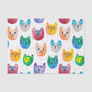 Watercolor cats and friends tissue paper