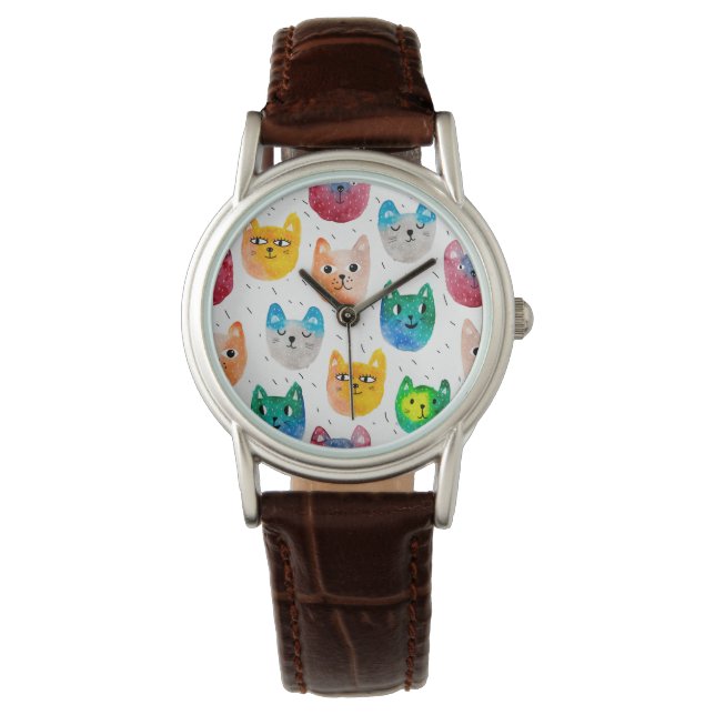 Watercolor cats and friends watch (Front)