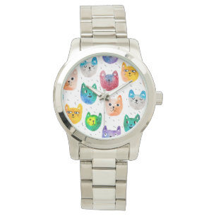 Watercolor cats and friends watch
