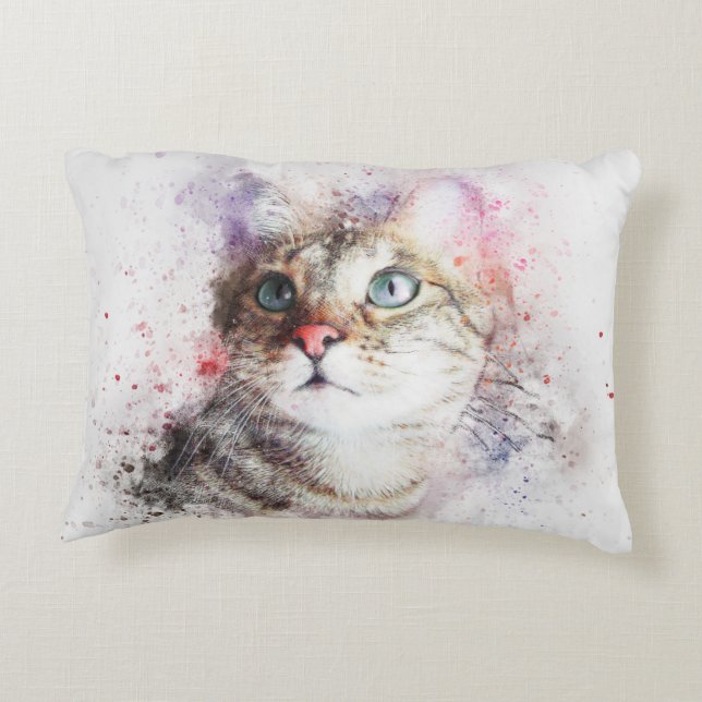 Watercolor Cats Decorative Cushion (Back)