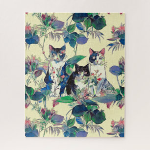 Watercolor Cats in a Garden Jigsaw Puzzle