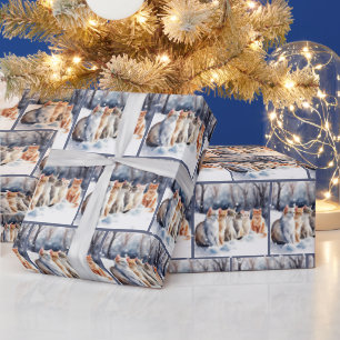 Watercolor Cats In Snowflakes Wrapping Paper