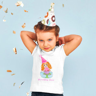 Watercolor Cavalier King Charles Cupcake Birthday  T-Shirt