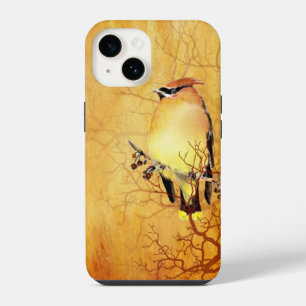 Watercolor Cedar Waxwing Bird Wildlife Nature Art iPhone 14 Case