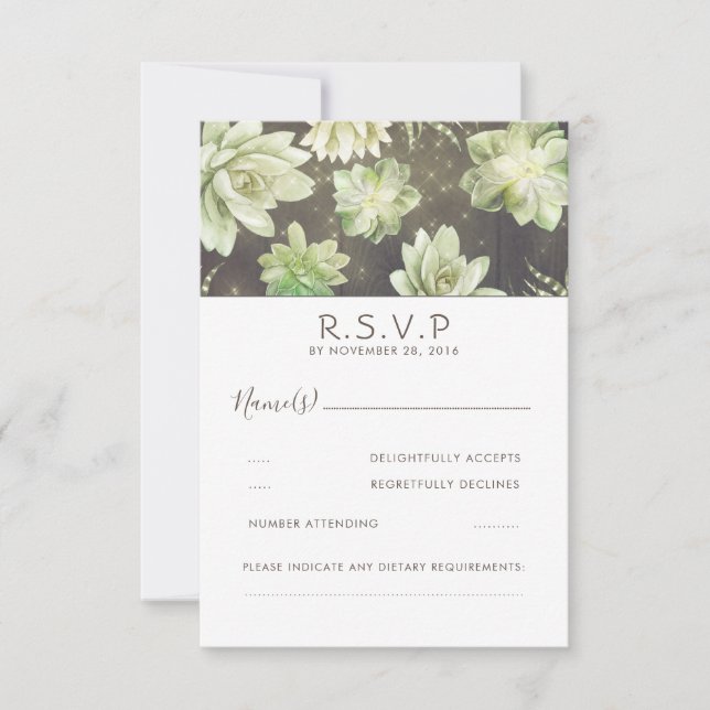 Watercolor Celadon Succulent Wedding RSVP (Front)