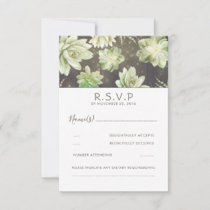 Watercolor Celadon Succulent Wedding RSVP Card