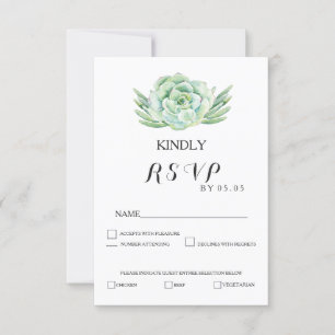 watercolor celadon succulent wedding rsvp card