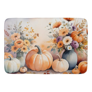 Watercolor celebrating fall bath mat