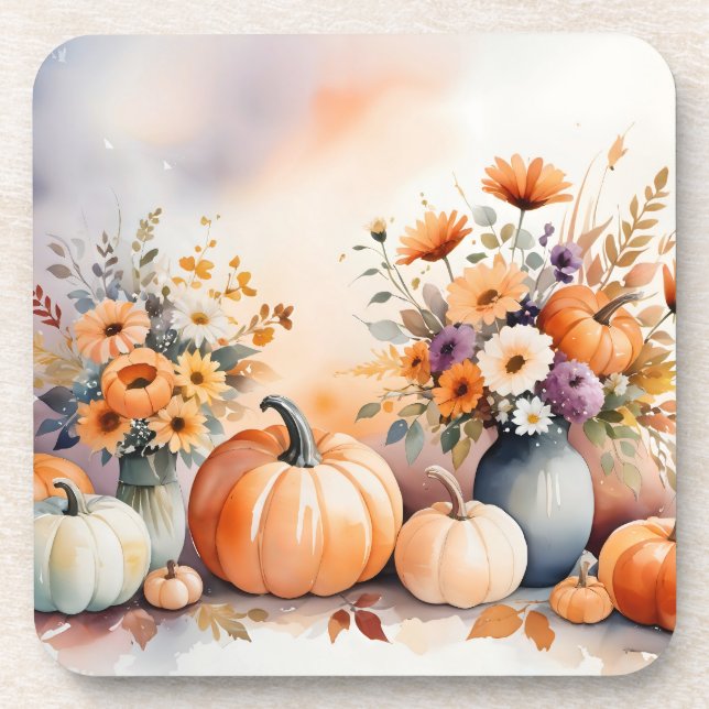 Watercolor celebrating fall coaster (Front)