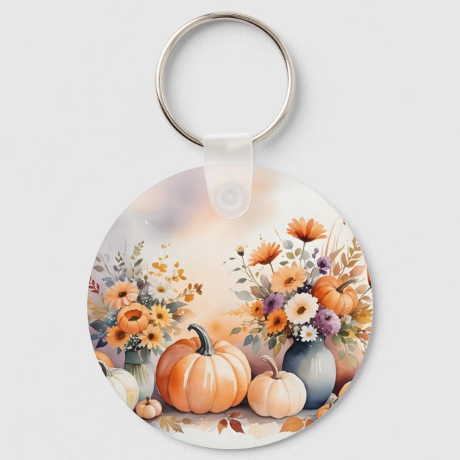 Watercolor celebrating fall key ring (Front)