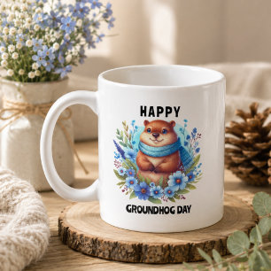  Watercolor Celebrating Groundhog Day  Coffee Mug