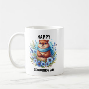  Watercolor Celebrating Groundhog Day  Coffee Mug