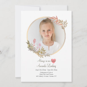 Watercolor Celebration of Life Photo Card