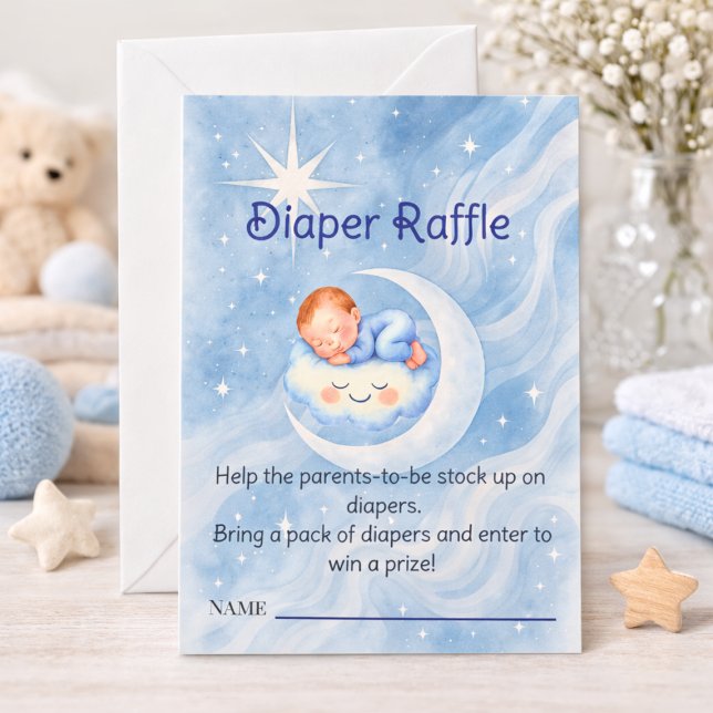 Watercolor Celestial Baby Shower Diaper Raffle Card (Creator Uploaded)