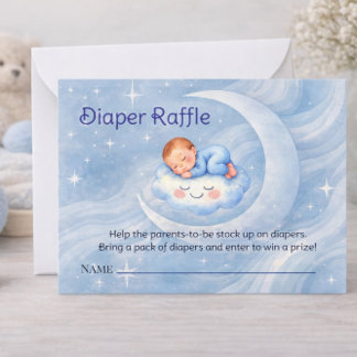 Watercolor Celestial Baby Shower Diaper Raffle Card