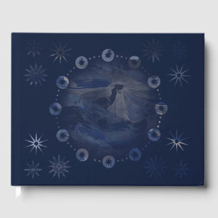 Watercolor Celestial Dark Blue Skies Guest Book
