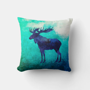 Watercolor Celestial Moose Silhouette Cushion