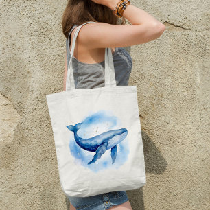 Watercolor Celestial Whale  Tote Bag