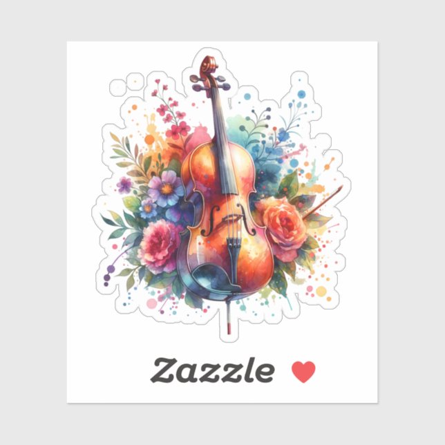 Watercolor Cello and Flowers   (Sheet)